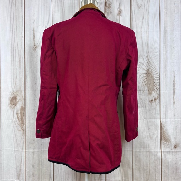 Vintage Ruff Hewn 90's Overcoat Double Breasted Equestrian Retro Red Medium - Picture 3 of 13